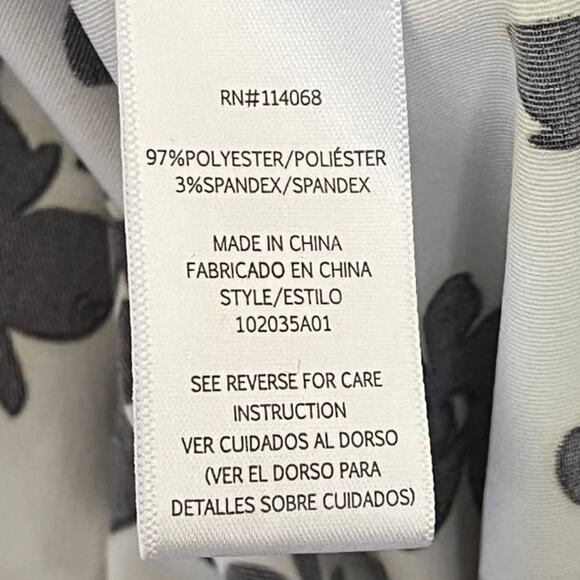 LOVE WHIT by Whitney Port Floral Puff Sleeve Wrap Dress in Black White SZ L - Picture 11 of 13